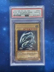 Yu-Gi-Oh! Blue-Eyes White Dragon 2002 primera edición DIK-P001 portugués SDK PSA 10 - Imagen 1 de 2