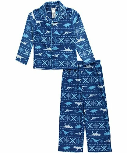 Juego de pijama de invierno Fair Isle polar para niños, dinosaurio 2 piezas Foto 1 de 1