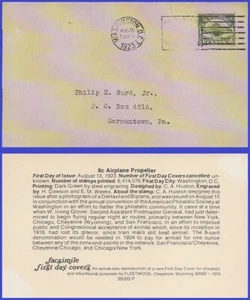 USA4 #C4 ADDR FACSIMILE FDC Radiator & Propeller - Picture 1 of 1