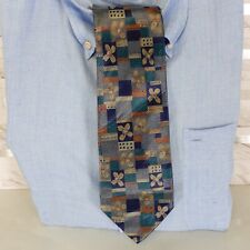Neck Tie Mens Blue Gray Floral Silk Patchwork Vivid Satin Suit Slate ARAMIS