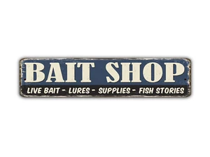Bait Shop Street Sign Live Fish Fishing Tackle Vintage Style - Picture 1 of 6
