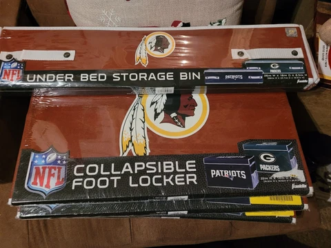 2 Washington Redskins/Commanders under bed storage bin & collapsible Foot locker Cover
