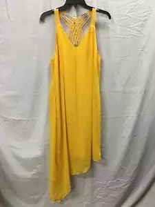 THALIA SODI ASYMMETRICAL STRAPPY WEAVE BACK DRESS YELLOW L -NEW WITHOUT TAG 3607 - Picture 1 of 2