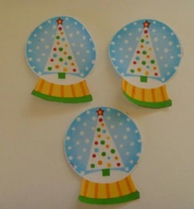 3 Iron On Fabric Appilque Scrapbooking Christmas Snowball White Tree - Handcut - Picture 1 of 1