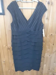 Adrianna Papell V-neck Layered Sleeveless Tiered Chifon Dress Midi Size 16 - Picture 1 of 12
