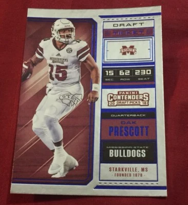 2018 Contenders Draft Picks - DAK PRESCOTT #24 season ticket Miss St Bulldogs 🏈 - Image 1 of 4