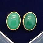 Vintage 1960s Jade Green Glass Goldtone Clip-on Earrings
