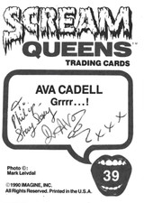 Ava Cadell Autographed 1990 Scream Queens Set 1 Card Actress Model #39