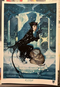 SIGNIERT It's A Bust! Adam Hughes Catwoman Selena Kyle Kunstdruck Poster DC Comics - Bild 1 von 1