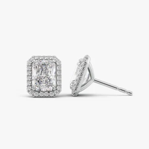 Lab Created 2.30 Ct Radiant Cut Diamond IGI Certified Stud Earring 950 Platinum - Picture 1 of 8