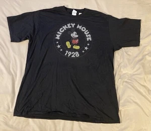 Disney Retro 1928 Mickey Mouse Men’s 2XL Black T-Shirt 100% Cotton Licensed Top - Picture 1 of 13