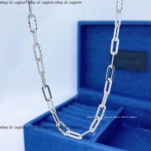 Pure Platinum 950 Chain Men 4mm Shiny Square Oval Link Necklace 17.9g 19.6in - Picture 1 of 7