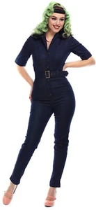 Collectif »ERIN DENIM« 50s Jeans BUTTONED Slim Fit JUMPSUIT Overall Rockabilly - Bild 1 von 6