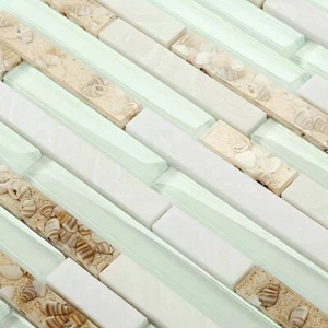 Glas Stein Mosaik lineare Wandfliese Strand Stil Haus Küste Backsplash - Bild 1 von 7