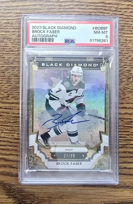 2023-24 Upper Deck Black Diamond BROCK FABER *ROOKIE AUTO* /99 graded PSA 8 - Image 1 of 2