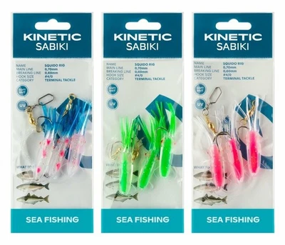 Kinetic Sabiki Squido Rig Meeresvorfach Pilksystem Dorschvorfach Seelachs Dorsch - Bild 1 von 4