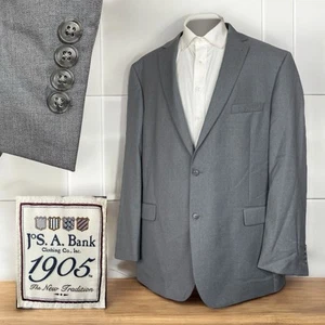 Jos A Bank Blazer Jacket Mens 50XL Gray Solid Wool Double Vented Two Buttons - Picture 1 of 10