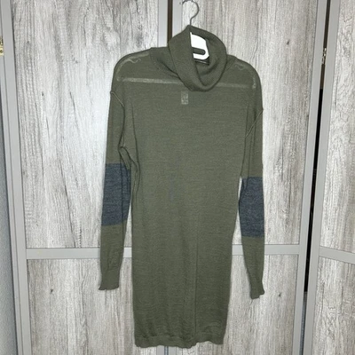 Vestido Suéter Diesel Talla XS Capucha Cuello Codo Parche Corto Color Verde Hecho en Italia Foto 1 de 4