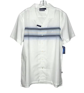 Camisa Nautica Sail Para Hombre L Blanca Calce Clásico Elastizada Rayas Abotonada Costera - Imagen 1 de 13