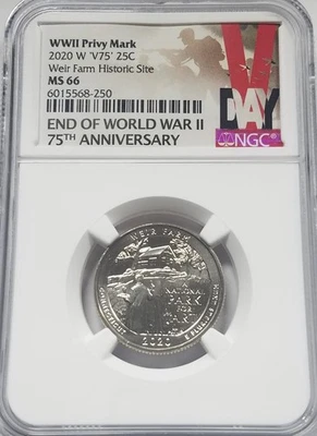 2020-W V75 Privy Weir Farm Historic Site Quarter | NGC MS66 | NGC Certified - Image 1 of 2