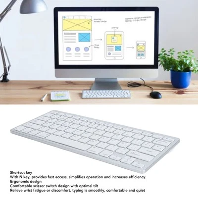 78 Keys Spanish Wireless BT Keyboard Thin Lightweight Silent Spanish BT Keyb BEA - Image 1 of 4