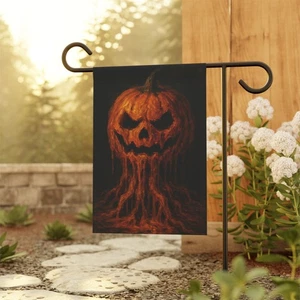 Schmelzende Jack-O’-Laterne Halloween Garten Flagge | gruselige Kürbis Garten Deko - Bild 1 von 11