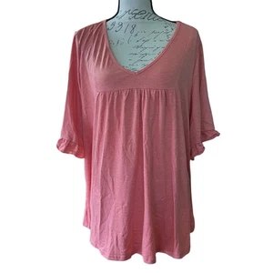 Bloomchic Coral Pullover Ruffle Sleeve Shirt Size 14/16 - Picture 1 of 4