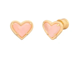 Alicia Bonnie Heart Stud Earrings Gold Rose Quartz in Love Gift-Ready New - Picture 1 of 5