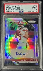 Panini Silver Prizm #BM Baker Mayfield Browns 2018 radiocontrol novato automático PSA 9 como nuevo - Imagen 1 de 3