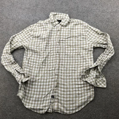 Rails Shirt Mens Large Beige White Connor Pewter Check Linen Blend Casual - Image 1 of 4