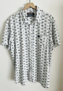 Burlebo Men's Performance Button Up Flying Mallard Ducks Short Sleeve Shirt 2XL - Picture 1 of 8