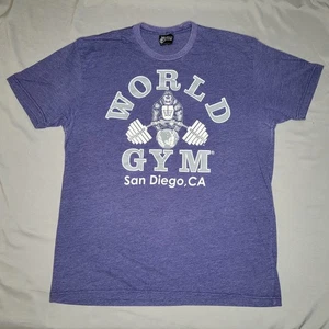 World Gym Shirt Herren Large lila San Diego CA Barbell Gorilla Bodybuilding Tee - Bild 1 von 12
