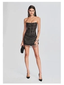 NWT Retrofete New York Strapless Embellished Bodycon Bianca Mini Dress Black S - Picture 1 of 9