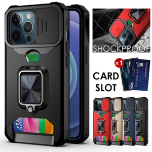 Shockproof Heavy Duty Card Case For iPhone 15 14 13 12 11 Pro Max Plus XR Cover - Bild 1 von 17