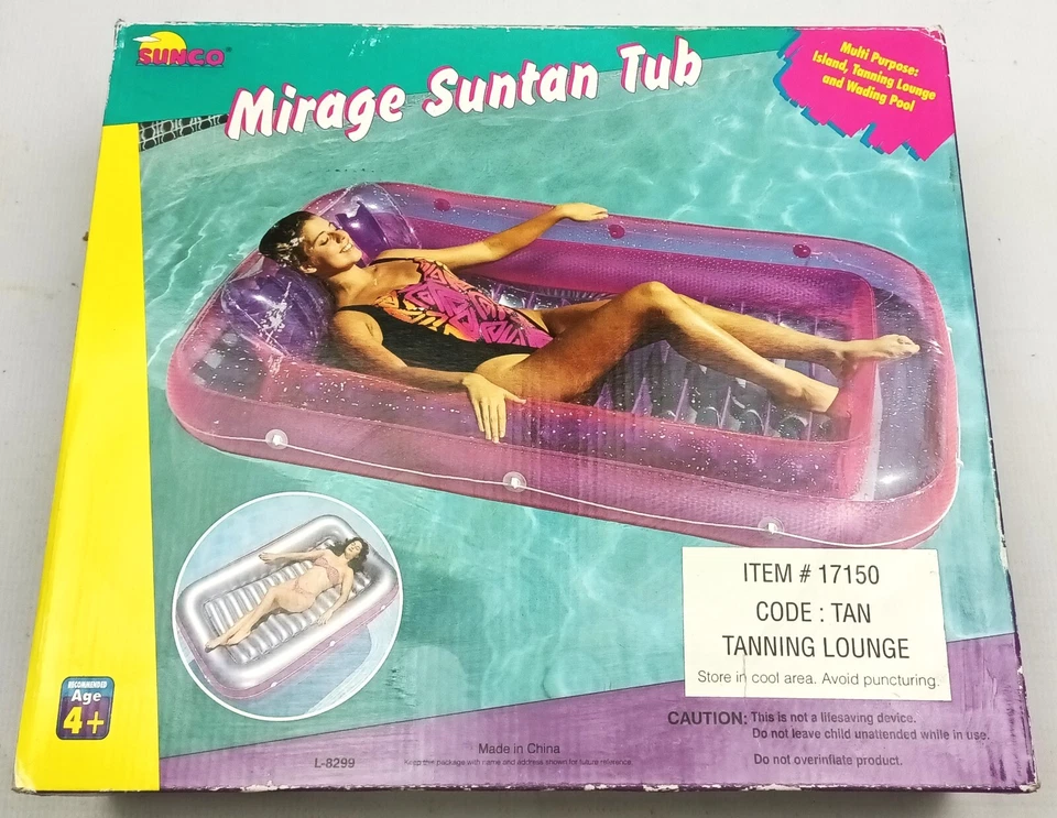 Vintage 1996 SUNCO Mirage Suntan Tub Pool Float Tanning Lounge 70" "