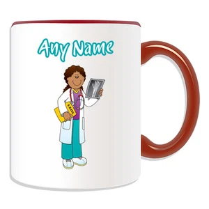 Personalised Gift Female Doctor Mug Money Box Cup Black Stethoscope Staff Coat - Picture 1 of 20