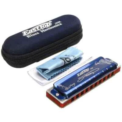 EASTTOP 10Hole Blues Harmonica Diatonic Blue Harmonica T008K Mouth Organ Gift - Image 1 of 4