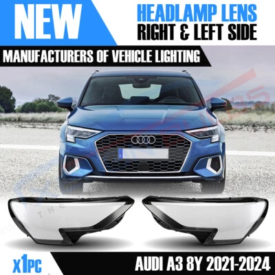 PARA AUDI A3 S3 8Y RS3 LADO DERECHO E IZQUIERDO FARO DELANTERO LENTE CUBIERTA 2021-2024 Foto 1 de 4