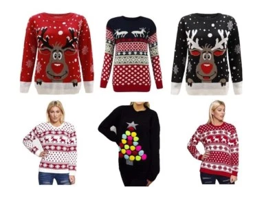 Damen Weihnachten Neuheit Pullover Rudolph Top Übergröße 8-24 - Bild 1 von 4