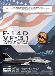 1/48 1/72 VF-31 F-14D "Tomcatters" 2003 Fighter Mask&Decal for Tamiya Model Kit - Picture 1 of 16
