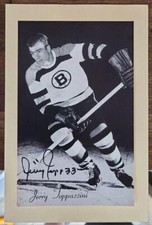 JERRY TOPPAZZINI SIGNED 1944-1963 BEEHIVE PHOTO CARD GROUP 2 BRUINS DEC