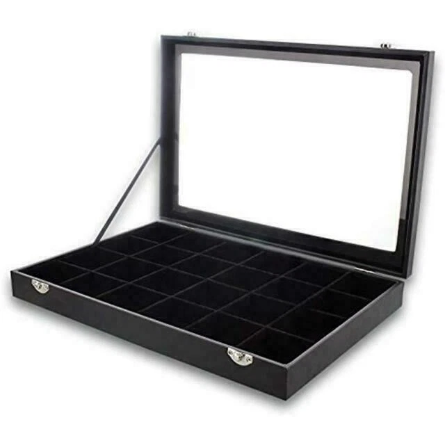 Jewelry Velvet Tray Display Case - Black