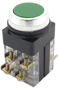 NEW PB-30MOMF-G-22 30mm GREEN PUSHBUTTON MOM. 2NO 2NC CONTACT - Picture 1 of 3