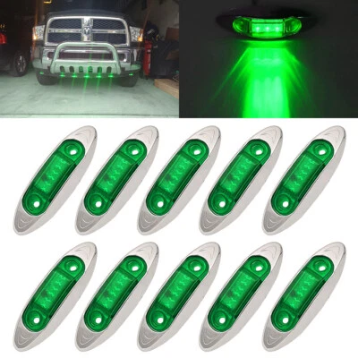 10x Side Marker Green 3-LED Light Indicator Lamp for Trailer Truck Lorry 12V-24V - Image 1 of 4