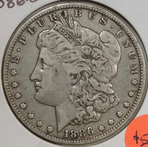 1886-O Morgan Dollar, sehr schön+, etwas besseres Datum 0507-08 - Bild 1 von 2