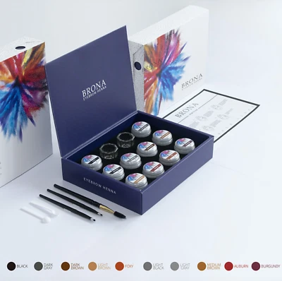 BRONA Eyebrow HENNA Full Kit - 10 colours - Eyebrow Tint / Dye Powder - Image 1 of 4