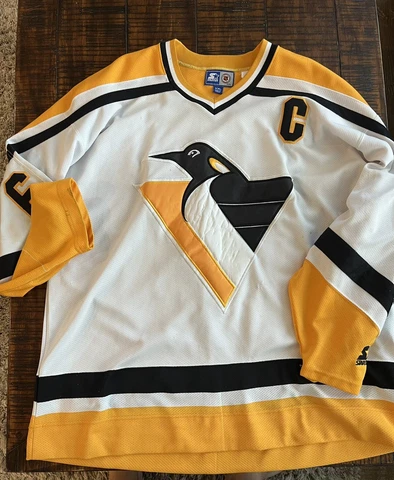 Starter Mario Lemieux Pittsburgh Penguins NHL Hockey Jersey Vintage White Cover