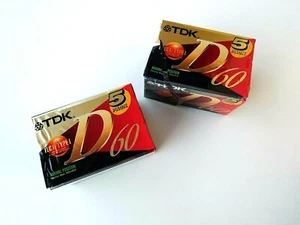 Lot de 5 Cassettes Audio TDK D60 – Neuf sous blister – Type I – 60 min – Normal - Photo 1/4