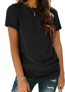 Womens Short Sleeve round Neck Shirts Summer Top Fashion Basic Tee - Picture 1 of 12