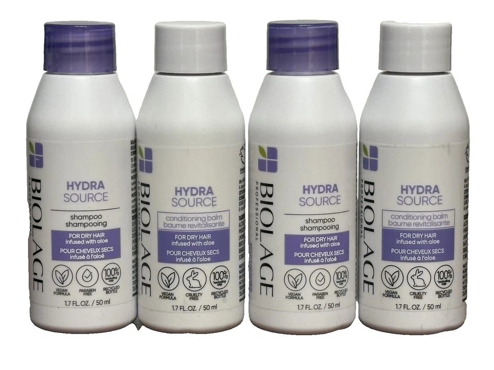 2 Set of BIOLAGE HYDRA SOURCE 2 SHAMPOO & 2 CONDITIONER 1.7oz / 50ml ea NEW - Image 1 of 1